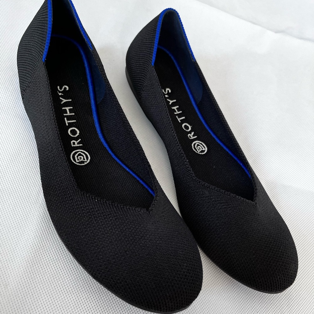 Rothy's Size 9 Womens Ballet Flats Shoes Black Slip On Round Toe